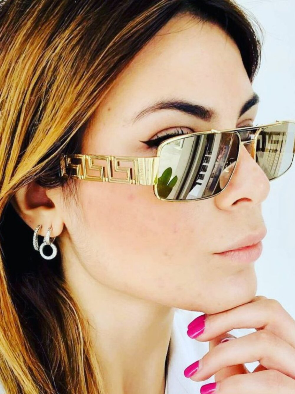 VERSACE VE2257 10025A GOLD LIGHT BROWN MIRROR PILOT SQUARE UNISEX SUNGLASSES